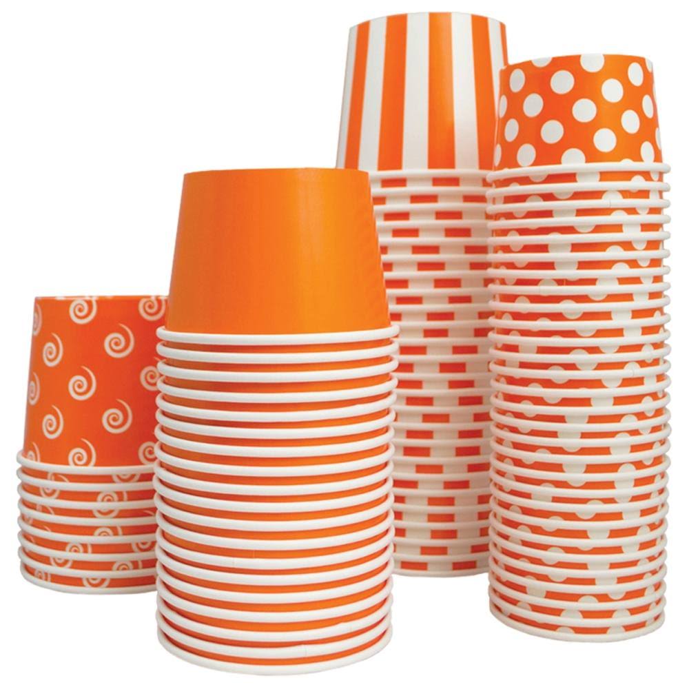 12 oz Orange Striped Ice Cream Cups, 1 Case of 1,000 Cups J773264