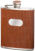 Lizard Pattern Havana Leather Stainless Steel 6oz Hip Flask D8030