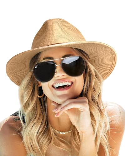 Wide Brim UV UPF 80+ Foldable Packable Straw Sun Hat G188