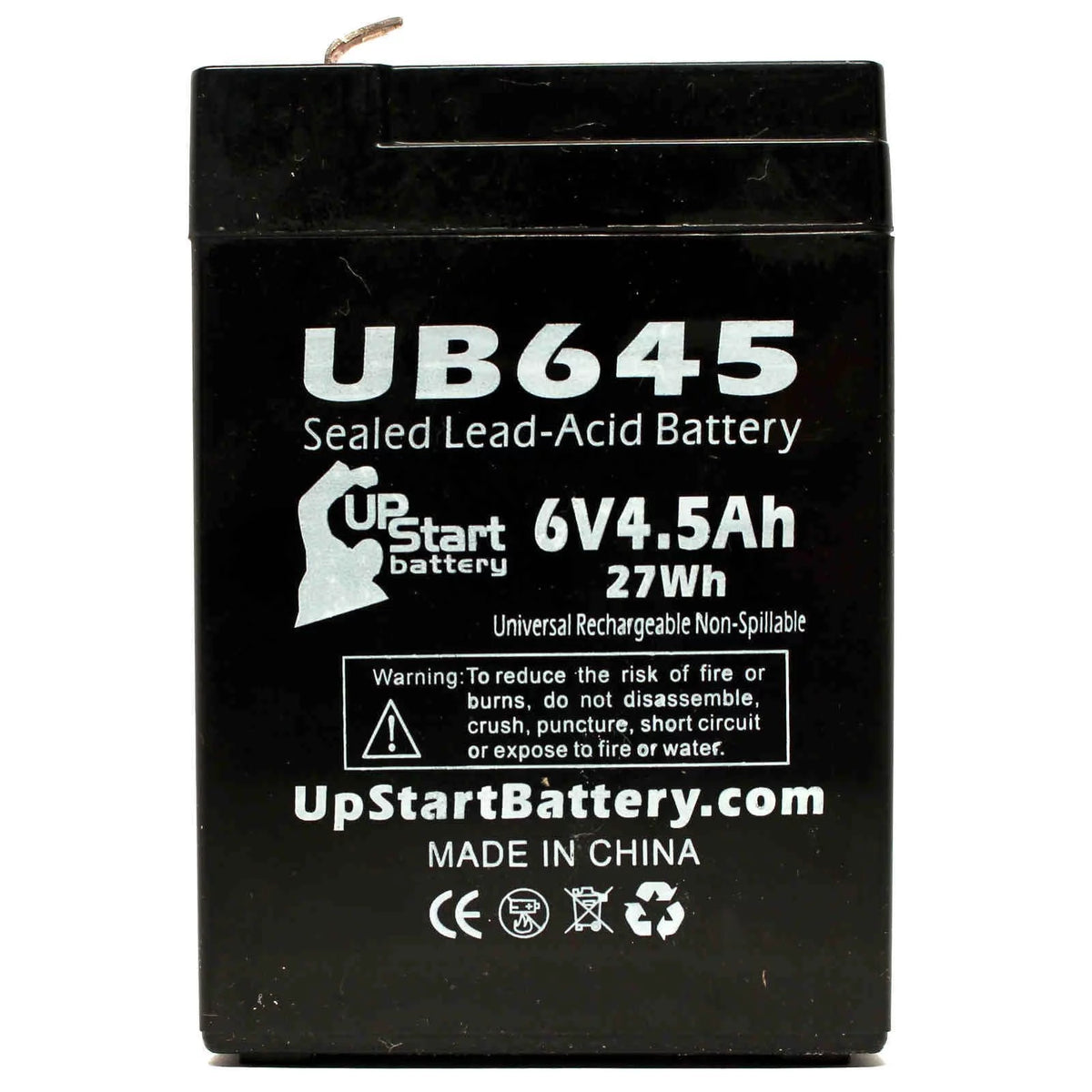 6V 4.5Ah Sealed Lead Acid Battery with Terminal Adapters M4457