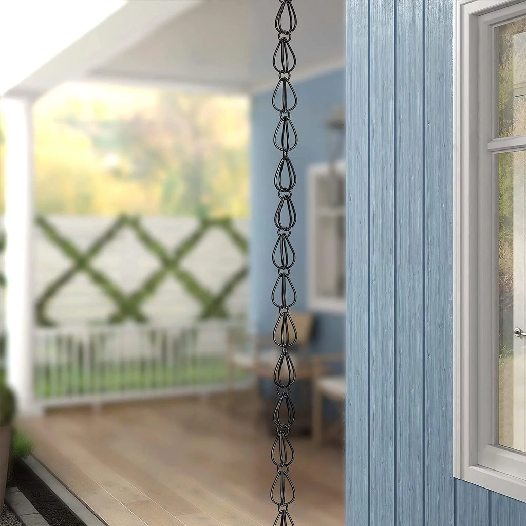 Aluminum Teardrop Rain Chain Downspout for Gutters 8.5 ft J406873