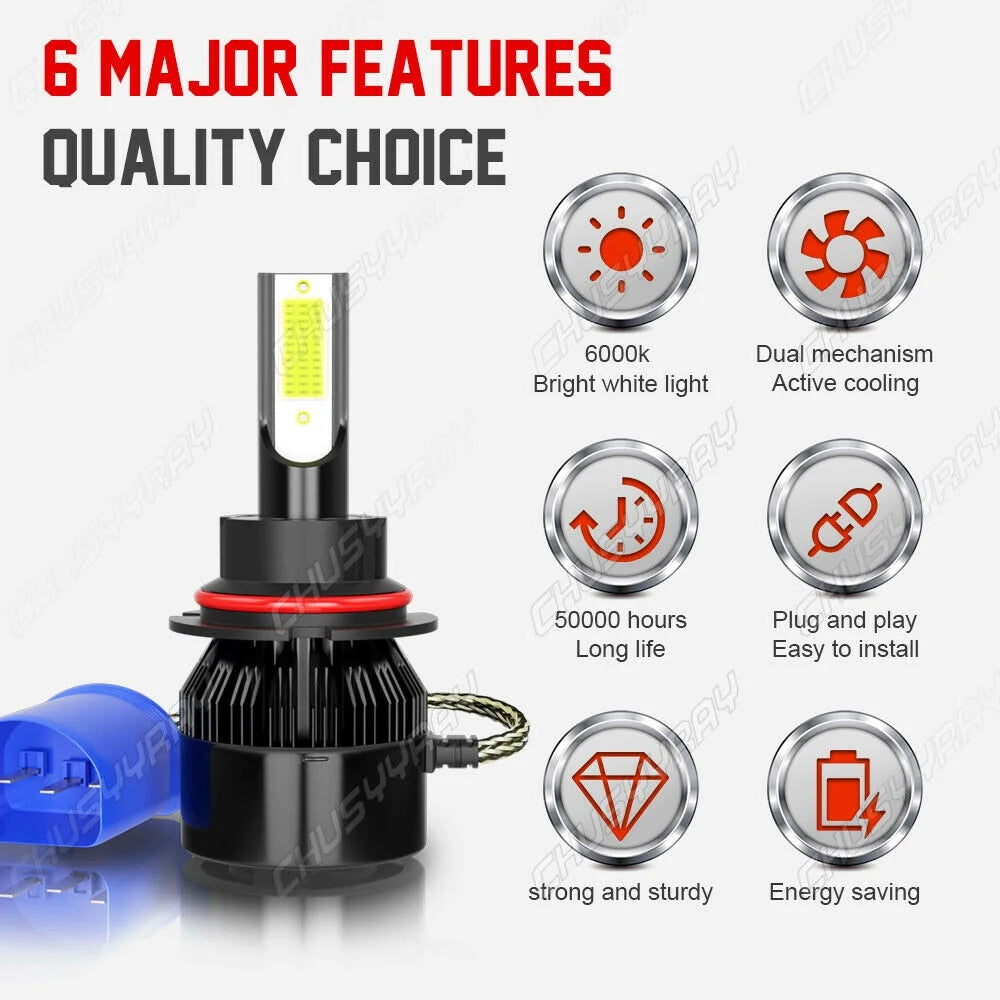 LED Headlight + Fog Light Bulbs Kit 4X Y9813