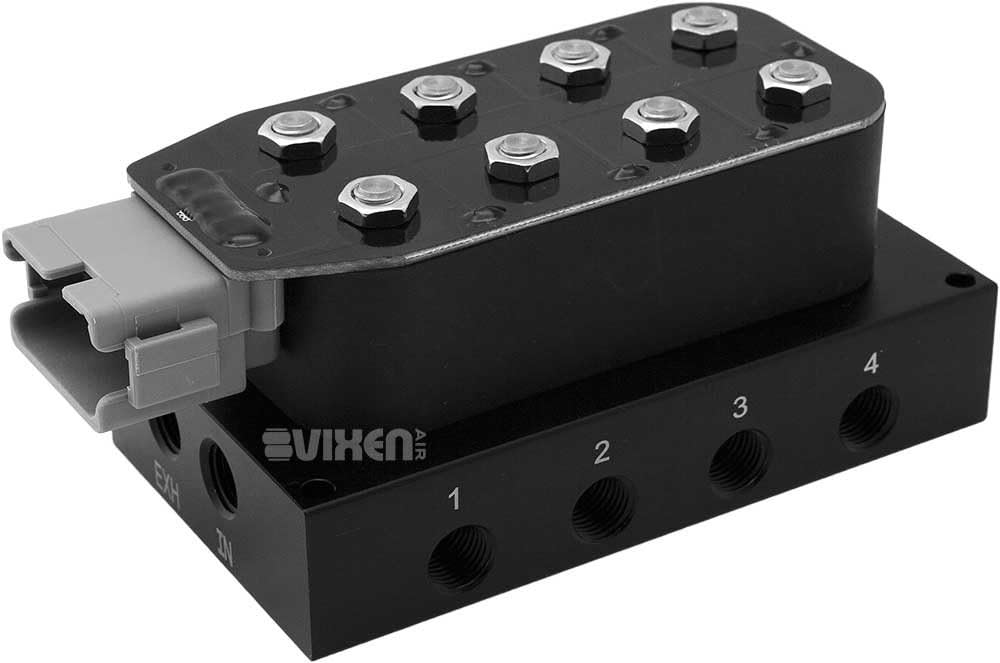 8 Valve Suspension Manifold with Two Dual Needle Black Gauges, 3/8" OD Hose 100 FT, 1/4" OD Hose 50 FT and Fittings H256026