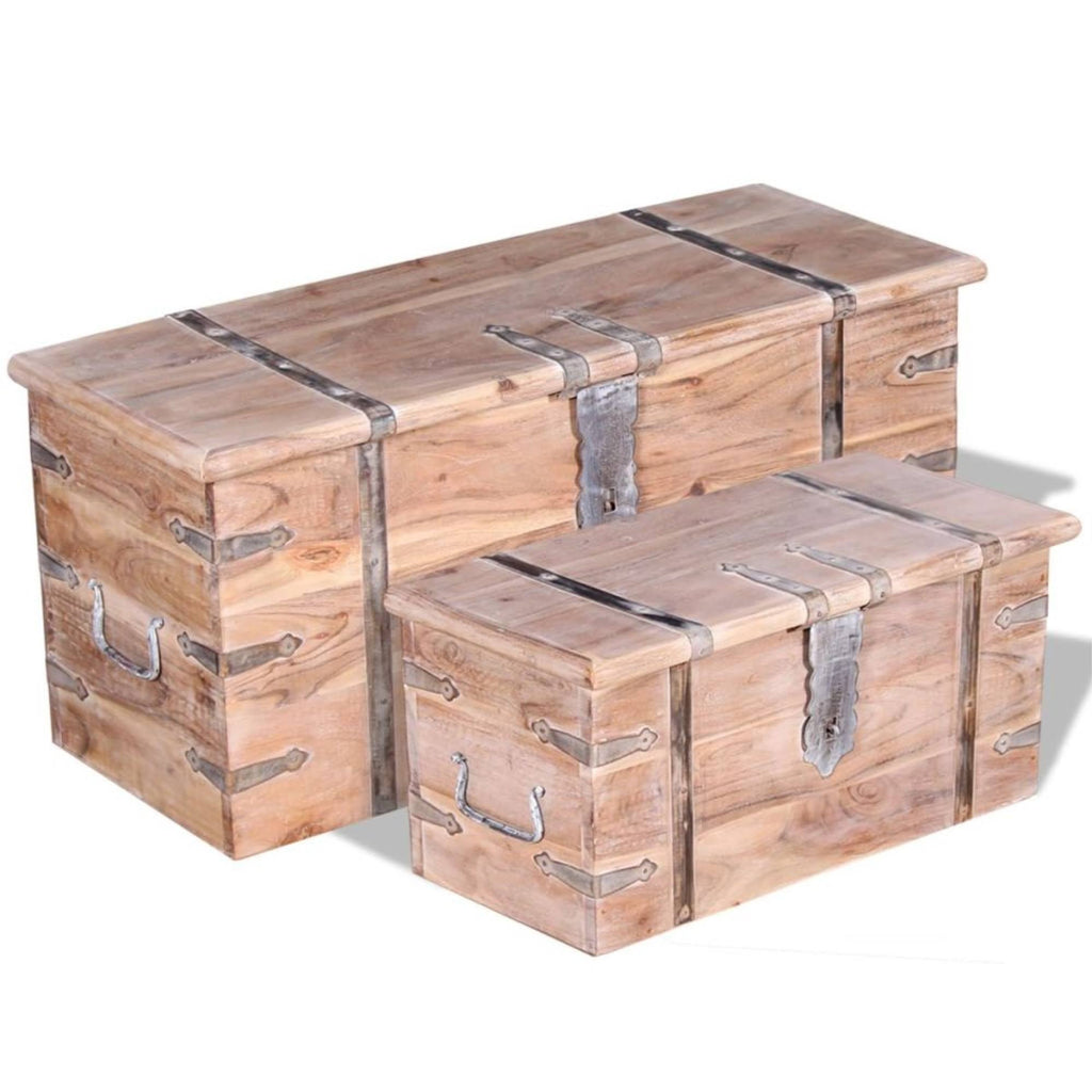 2 Piece Acacia Wood Storage Chest Set I4979
