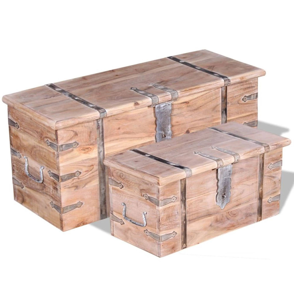 2 Piece Acacia Wood Storage Chest Set I4979
