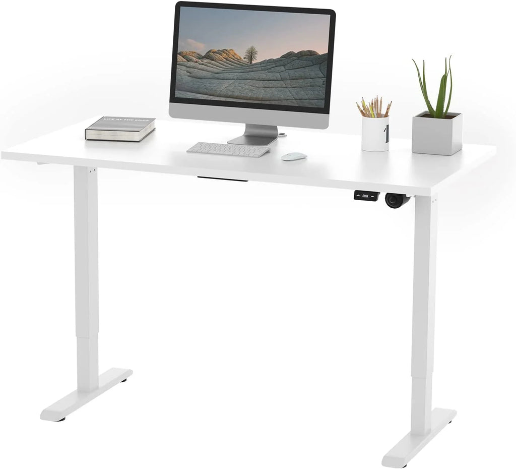 Electric Height Adjustable Desk with White Frame and White Top H434