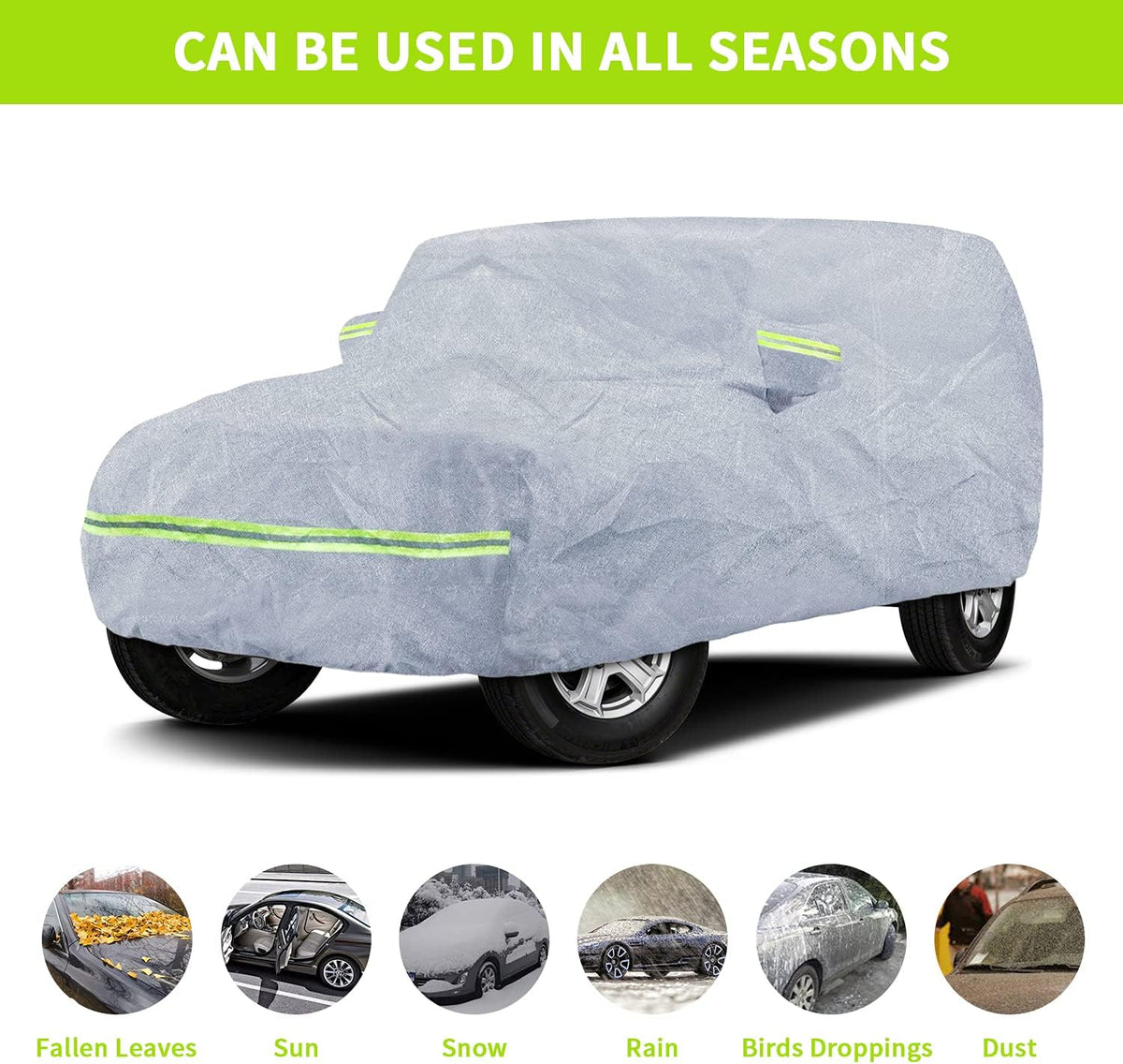 7 Layers Car Cover with Windproof Strap & Driver Door Zipper T61513