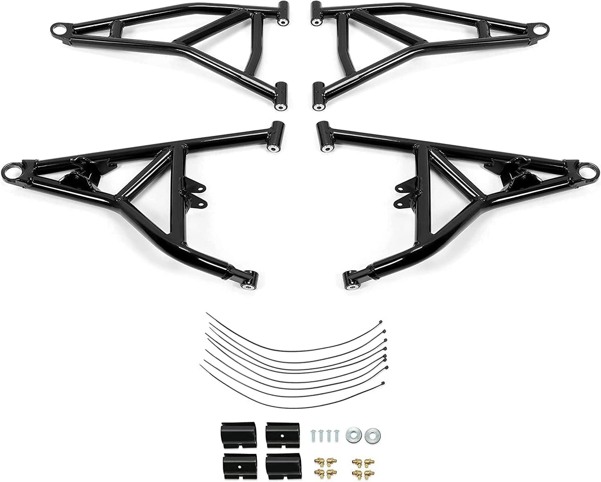 4 A Arms Front Upper & Lower A-Arms Rods High Clearance Black Q58293