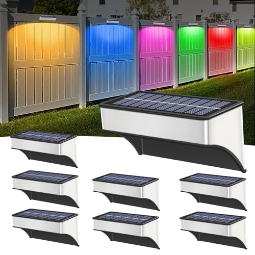 8 Pack Solar Wall Lights, 60 Lumen Aluminum Alloy, 5 Modes 10 Color RGB P359