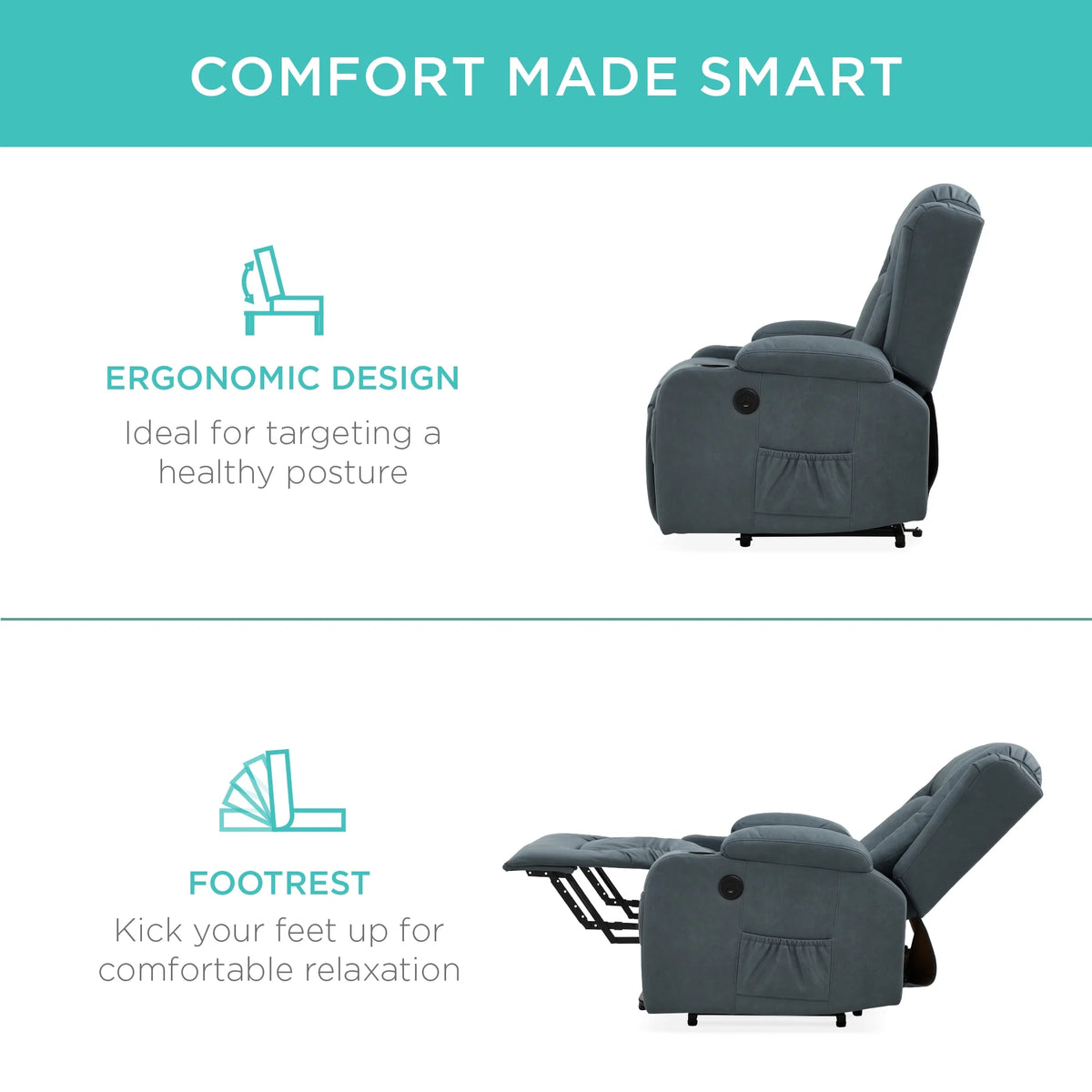 Blue Electric Power Lift Recliner Massage Chair V960765