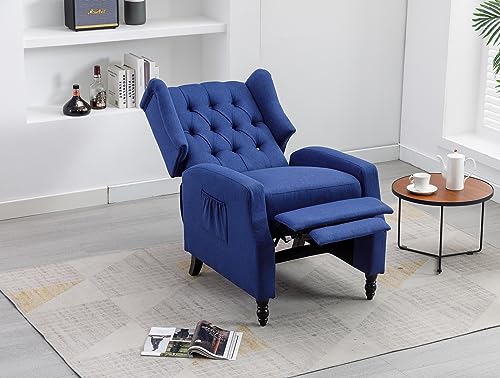 Navy Wingback Recliner Chair Set of 2 E29531