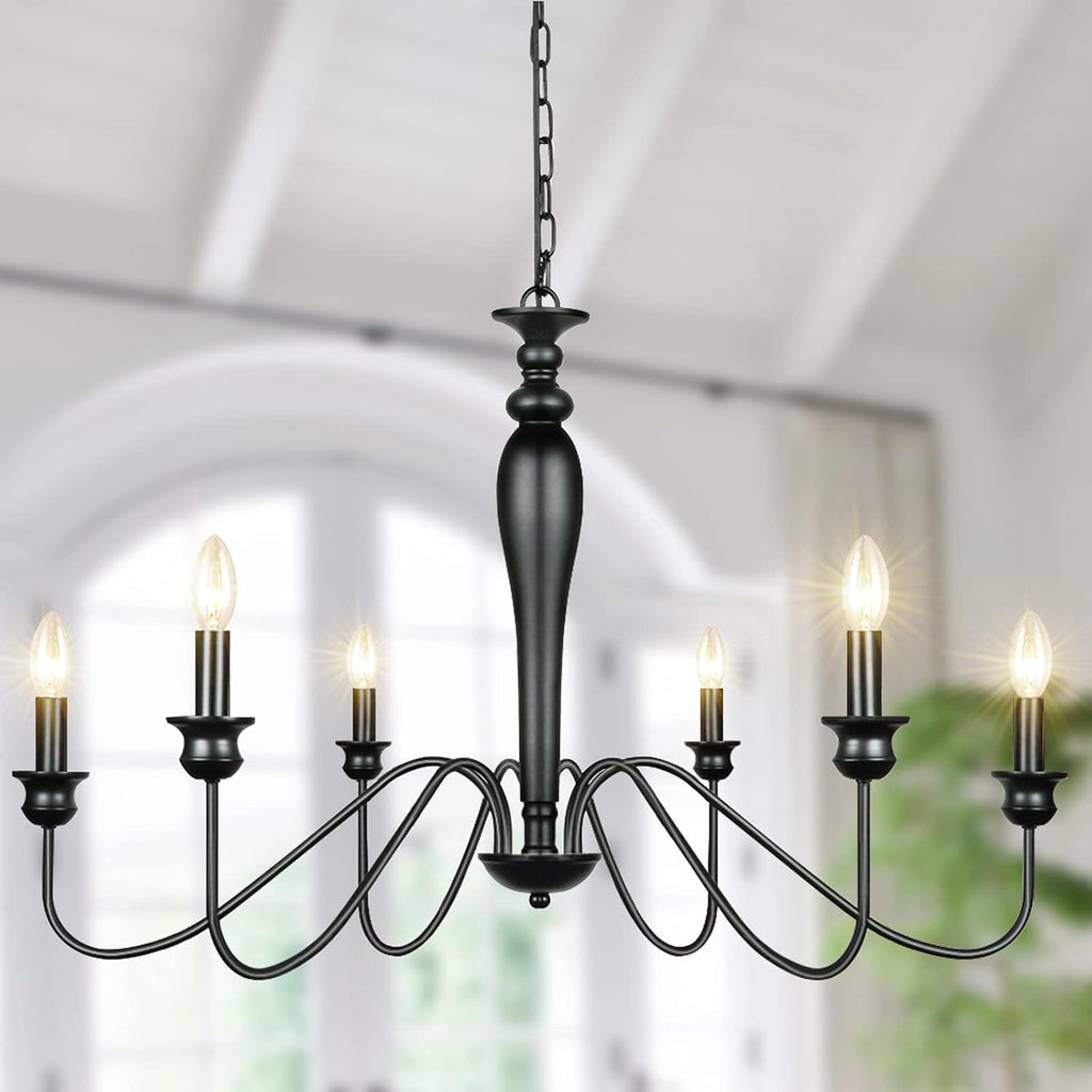 6-Light Black Iron Candle Chandelier U6892