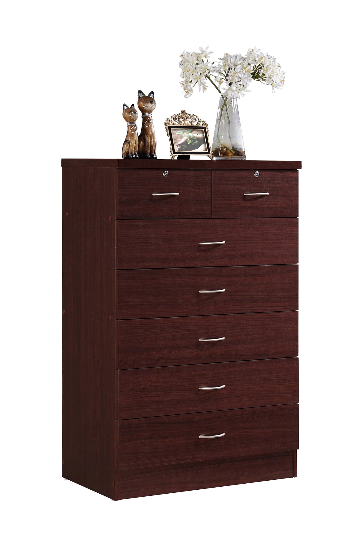 7 Drawer Mahogany Dresser with Two Locks A56423
