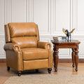 Camel Leather Recliner Chair with Wood Legs T18956