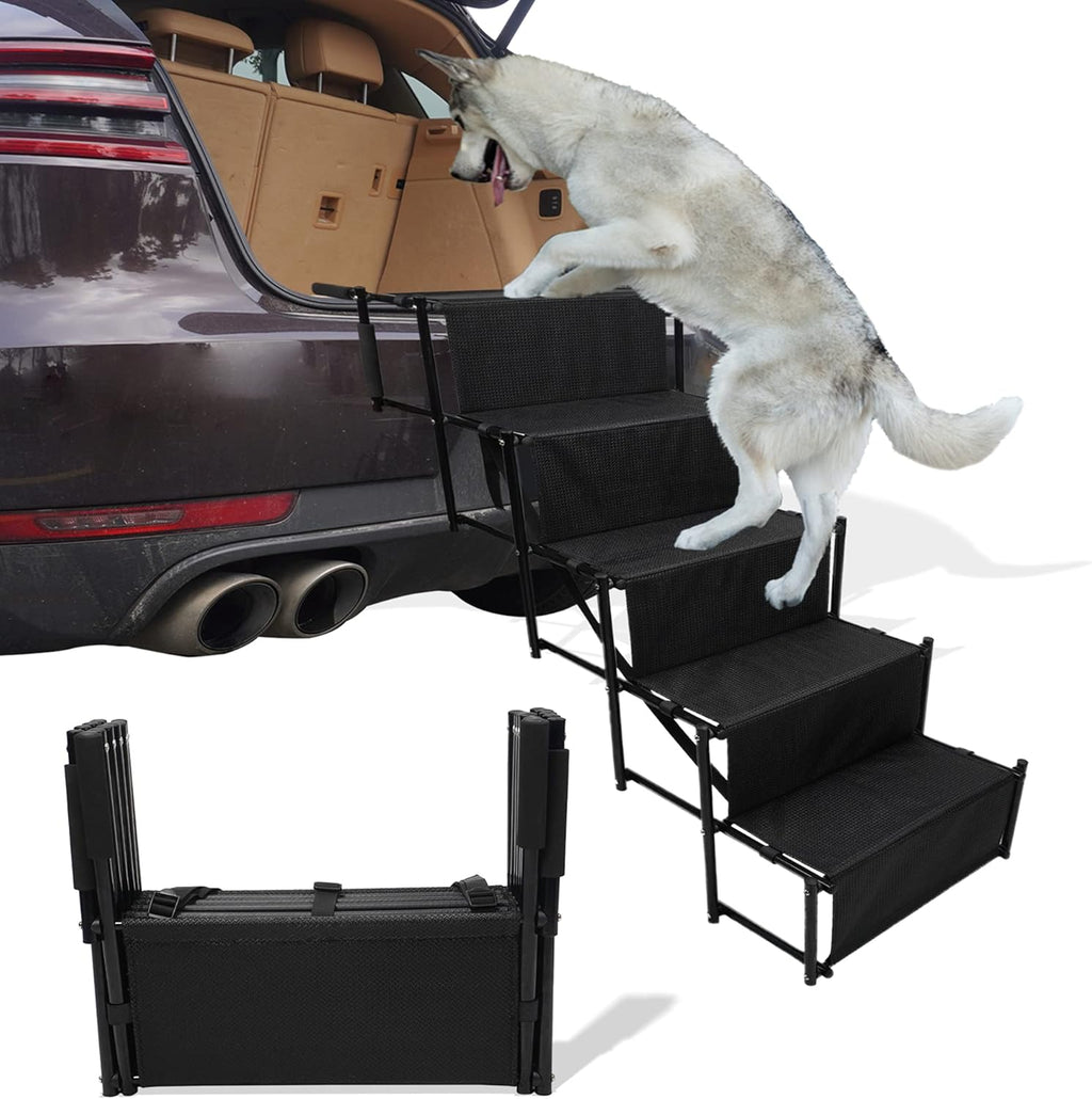 Grey Pack of 2 Folding Pet Stairs Ramp Ladder W6765