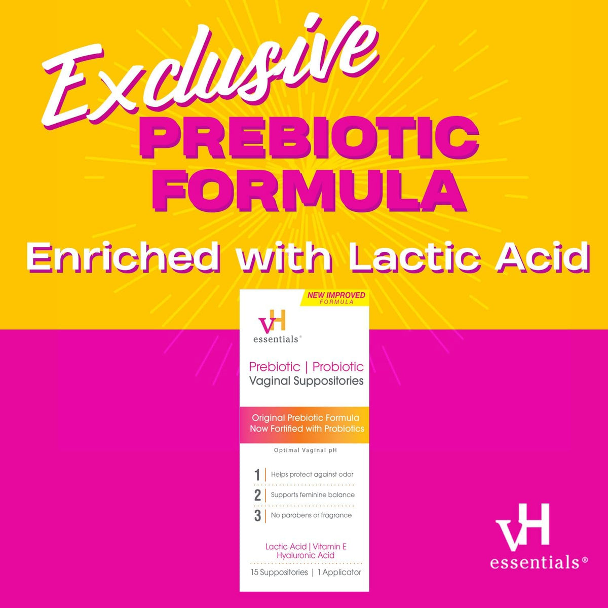 15 Count Prebiotic PH Balanced Vaginal Suppositories X44010