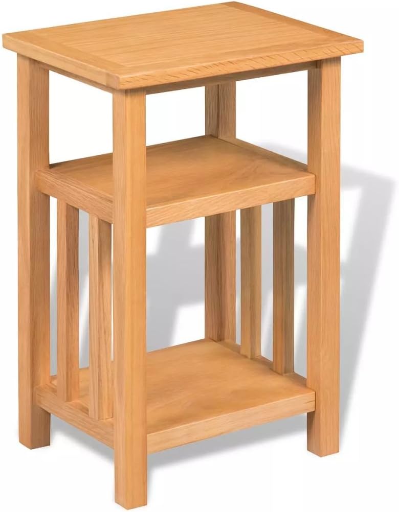 Oak Wood End Table with Magazine Shelf J880