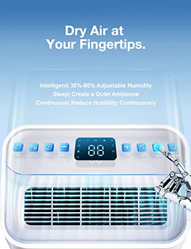 Dehumidifier with Auto or Manual Drainage, 36 db Noise Reducing, 3 Operation Modes U218