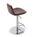 Adjustable Height Swivel Bar Stool Chrome Leatherette-Orange W7795