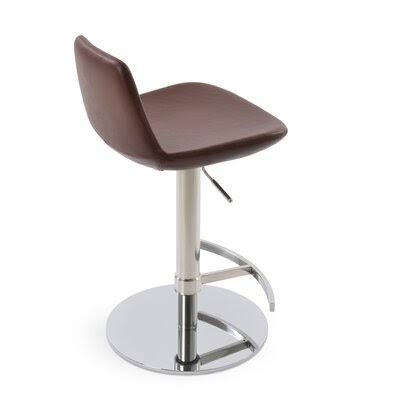 Adjustable Height Swivel Bar Stool Chrome Leatherette-Orange W7795