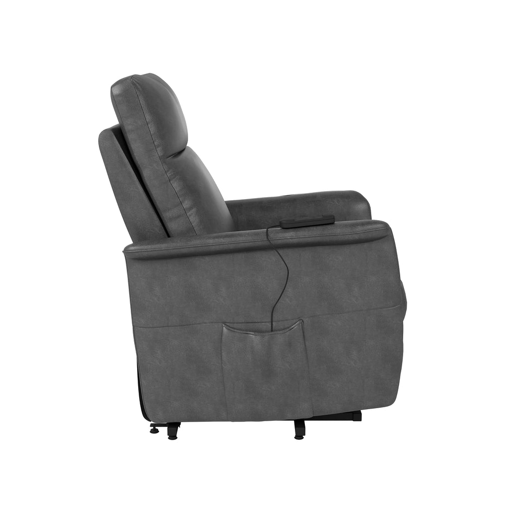 Gray Faux Leather Power Recline and Lift Chair G614384