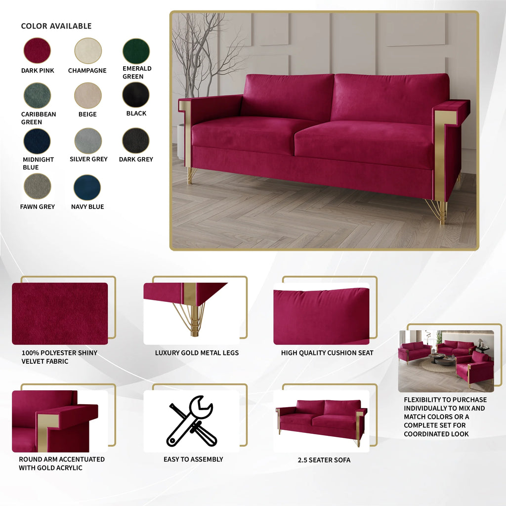 Velvet Upholstered Sofa V7398
