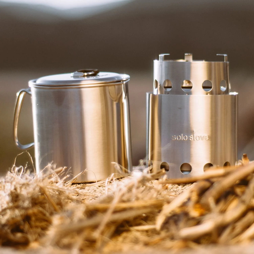 Portable Wood Burning Campstove with 900 ml Pot, 304 Stainless Steel, Compact M718236