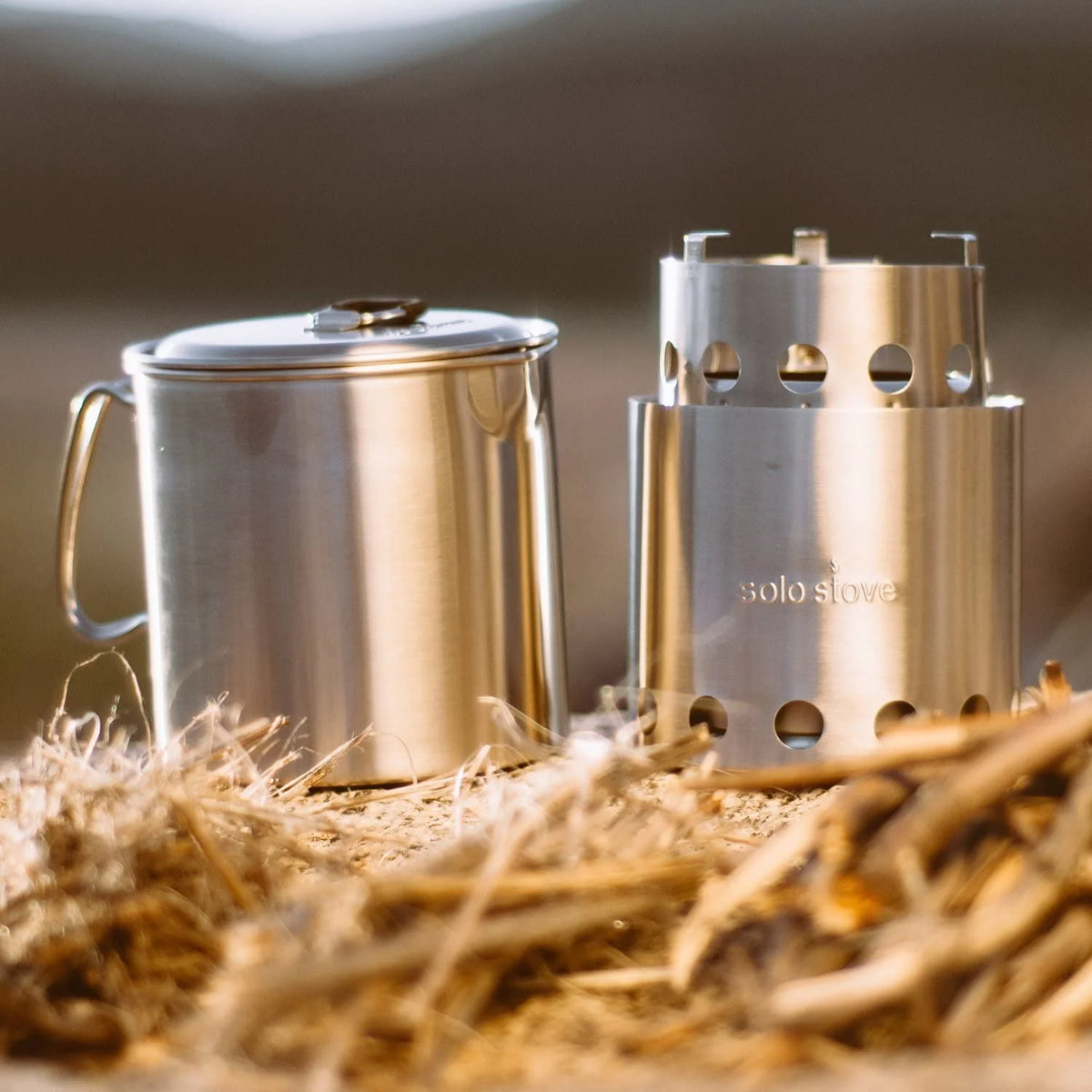 Portable Wood Burning Campstove with 900 ml Pot, 304 Stainless Steel, Compact M718236