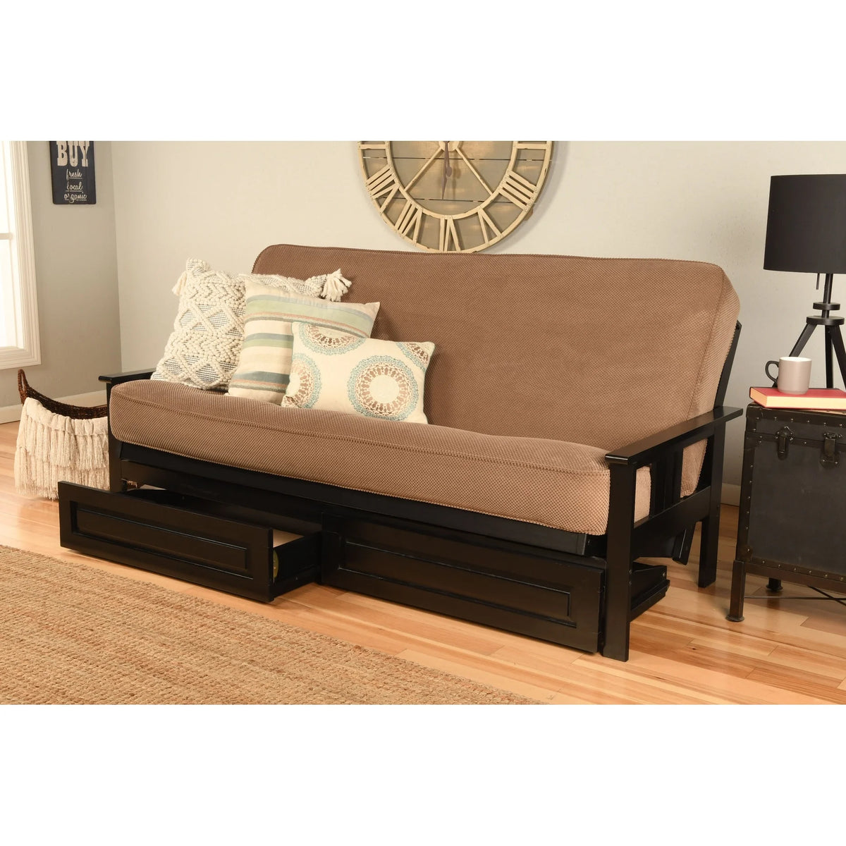Black Finish Sofa with Storage and Removable Mattress Cover S124953