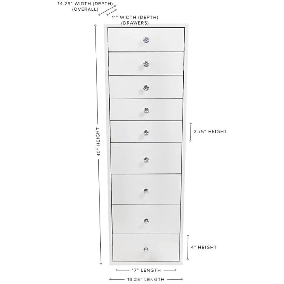 9 Drawer Makeup Vanity Storage Unit with Soft Close L2936