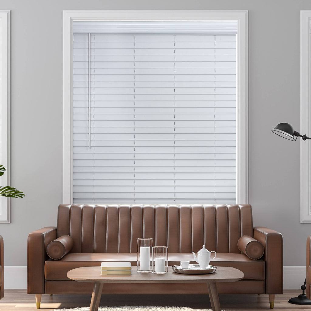 White Faux Wood Blind L236