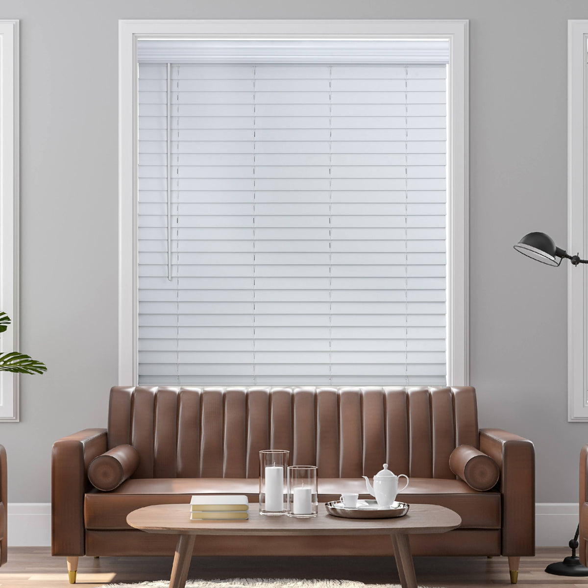 White Faux Wood Blind L236