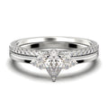 Pear Cut Moissanite Engagement Ring in 10k Solid White Gold Bridal Set C4921