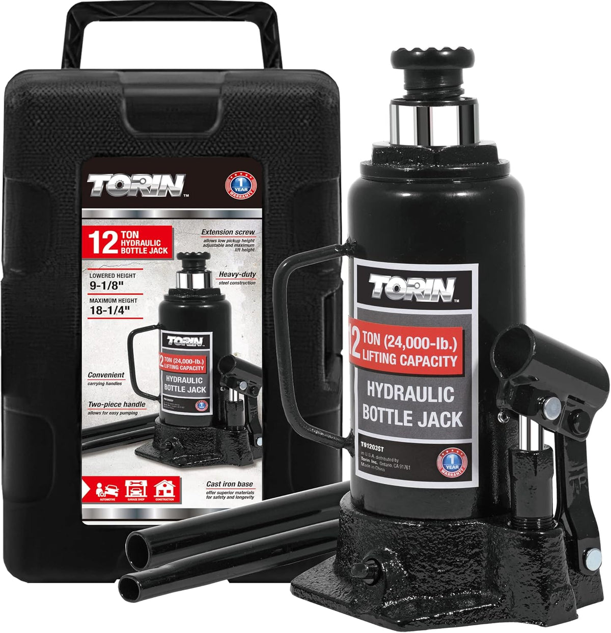 Black Pack of 2 Hydraulic Bottle Jack B765995