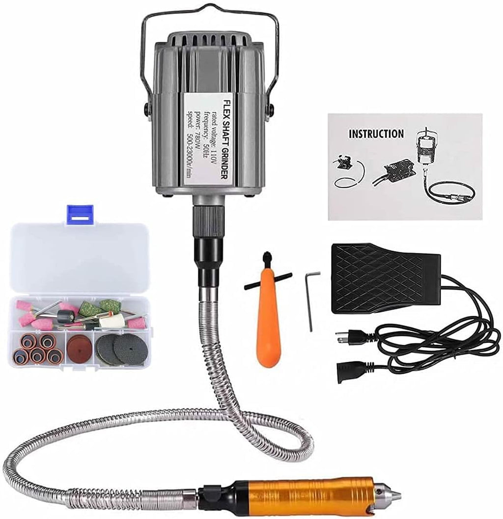 Flex Shaft Rotary Tool 780W 6.5MM Hanging Grinder Carver with Foot Pedal Control H32421