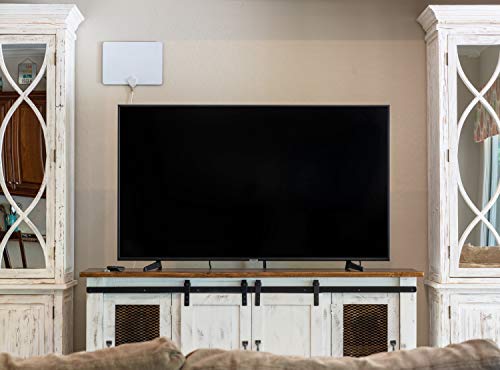 Ultra-Thin Indoor TV Antenna 35 Mile Range Black White O46357