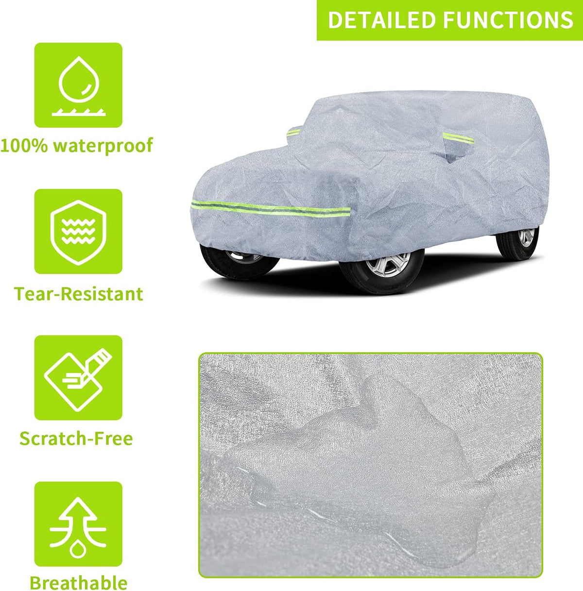 7 Layers Car Cover with Windproof Strap & Driver Door Zipper T61513