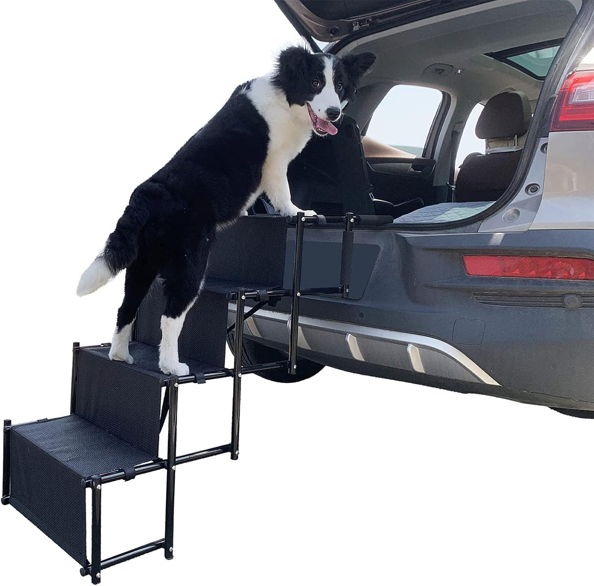 Grey Pack of 2 Folding Pet Stairs Ramp Ladder W6765