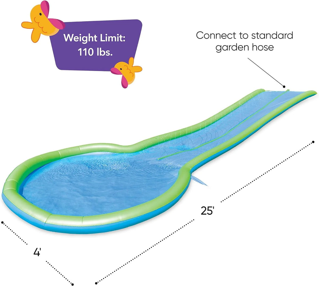 Extra Long 25-Foot Double Lane Water Slide with Sprinkler and Splash Pool F2834