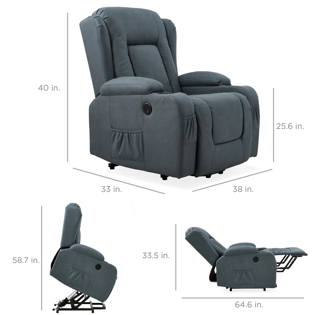 Blue Electric Power Lift Recliner Massage Chair V960765