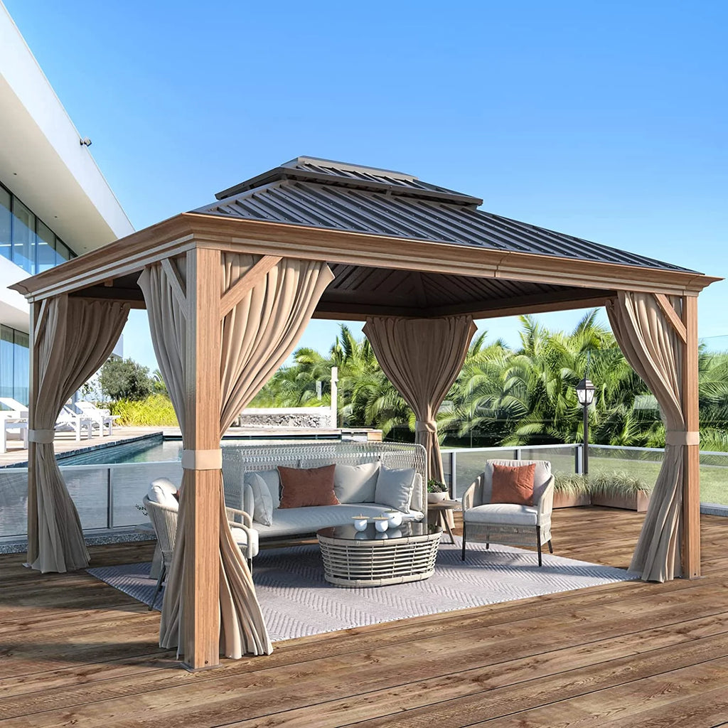 10' x 12' Hardtop Gazebo with Galvanized Steel Double Roof F6297