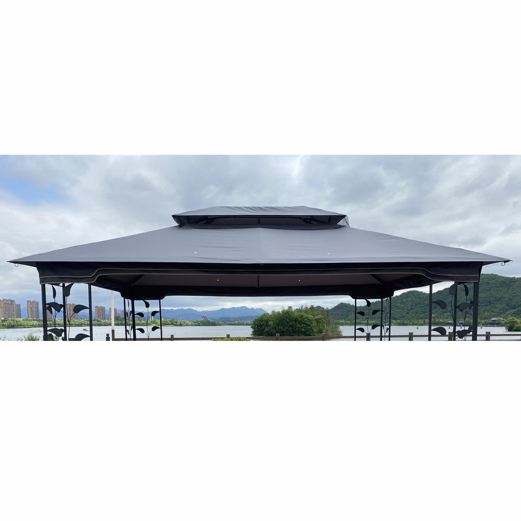 Elegant Gray Double Roof Gazebo Replacement Canopy Top D311
