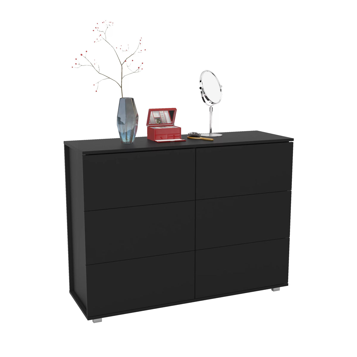 White 6 Drawer Wood Double Dresser T889