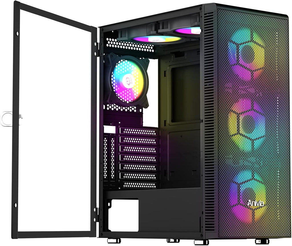 ATX Mid-Tower PC Gaming Case with 6 x 140mm RGB Fans & USB 3.0 Port Glass Side Panel G747