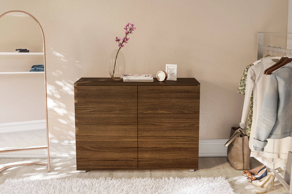 White 6 Drawer Wood Double Dresser T889