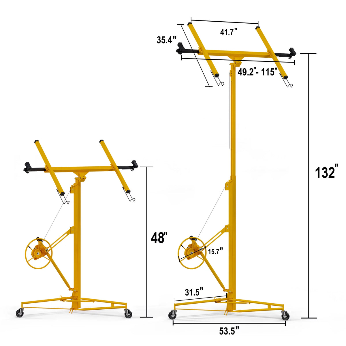 11FT Drywall Rolling Lifter Panel Hoist Jack Tool, Steel, 150lb Capacity, Yellow X3218