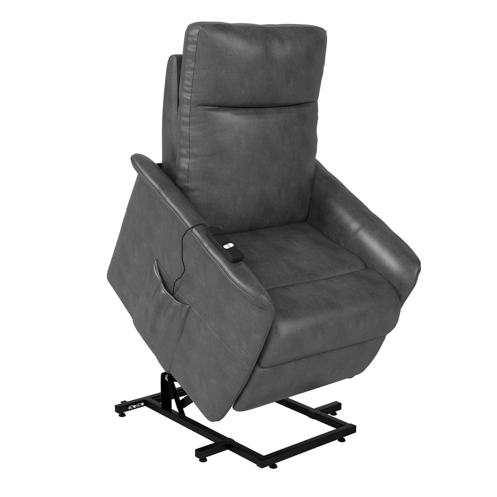 Gray Faux Leather Power Recline and Lift Chair G614384