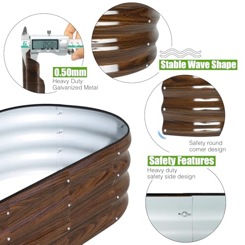 Galvanized Raised Garden Bed, 4x2x1ft Oval Metal Planter Box J651266