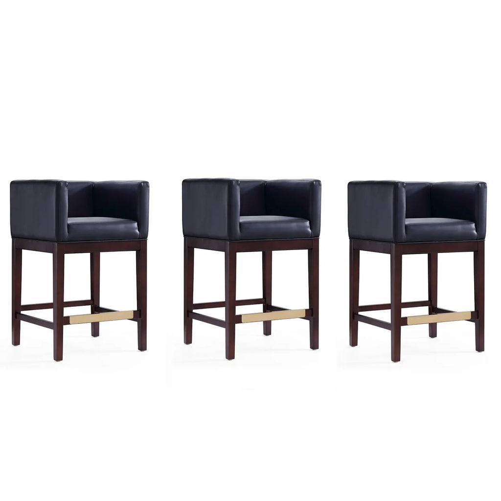 Ivory and Dark Walnut Beech Wood Counter Height Bar Stool Set of 3 N2610