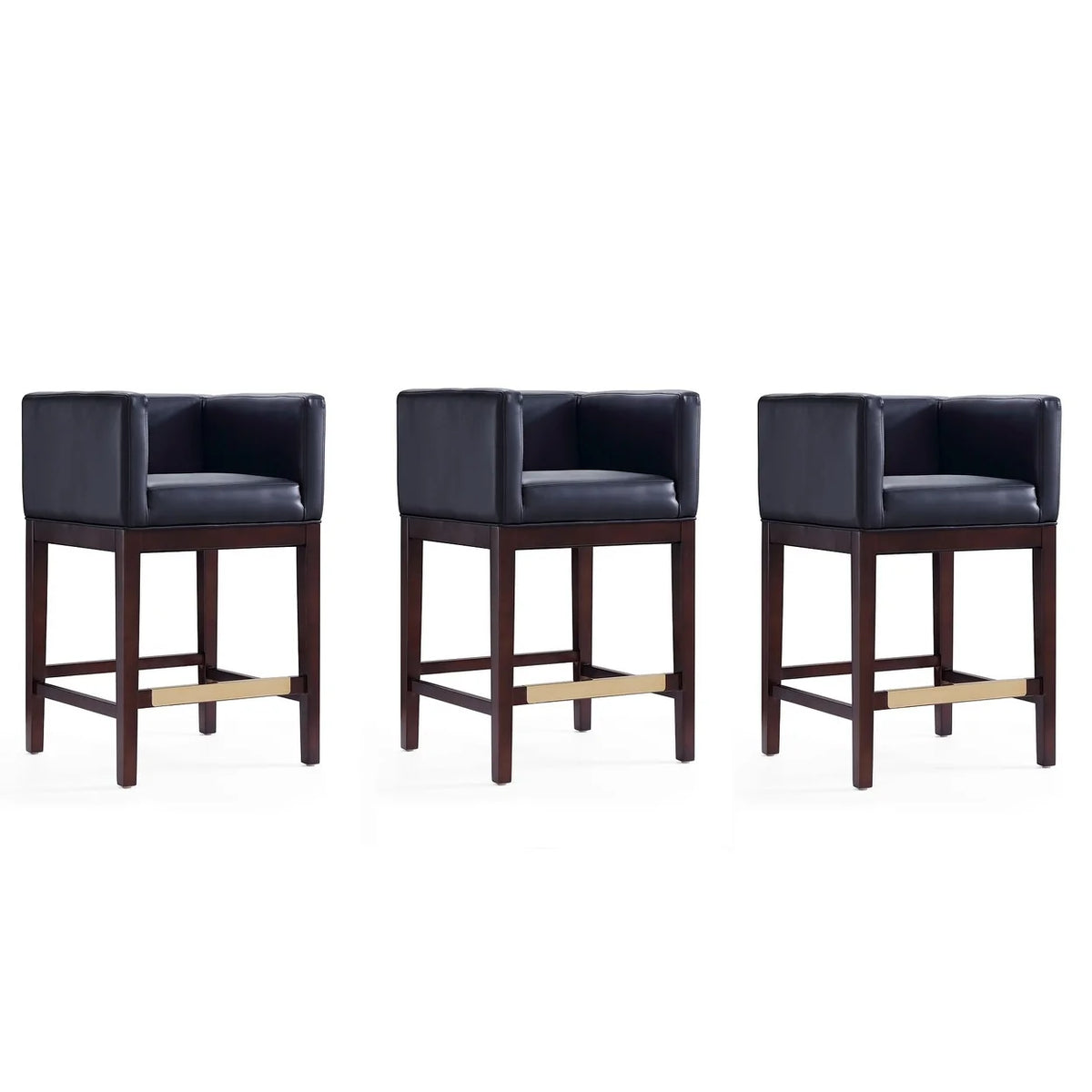 Ivory and Dark Walnut Beech Wood Counter Height Bar Stool Set of 3 N2610